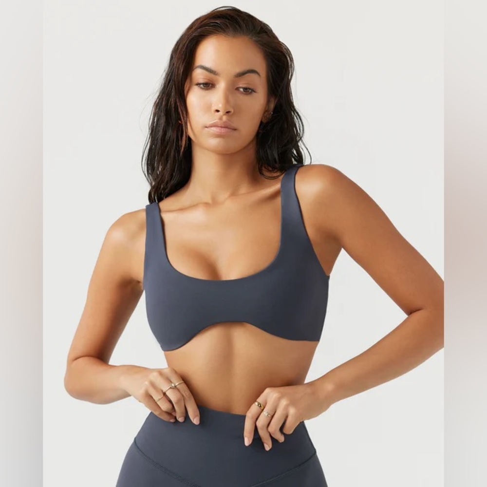 JOAH BROWN CONTOUR BRA SIZE S/M SUEDED NAVY